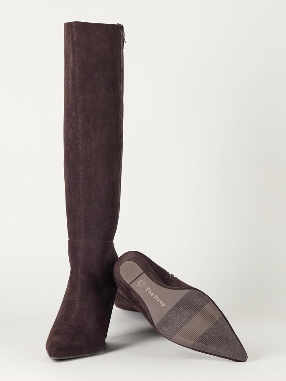 The Drop Women's Geralda Tall Wedge Boot Classic 8.5 Chocolate Microsuede NWT